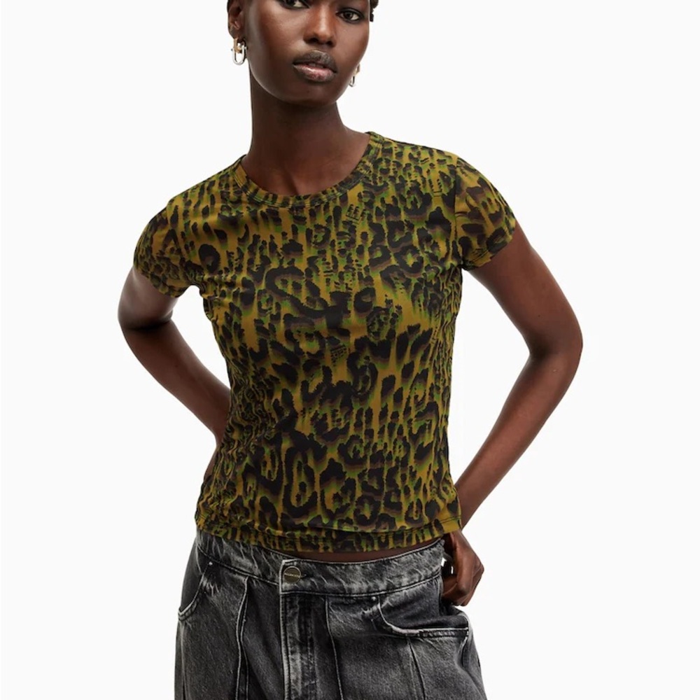 💚ALL SAINTS ✨ Mesh Animal Print Tee